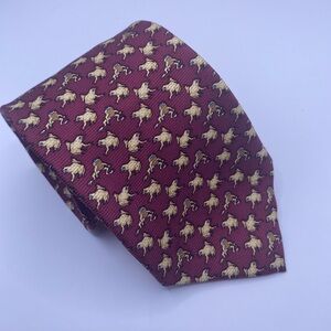 Paul Stuart Maroon and Gold Horse Motif Tie
